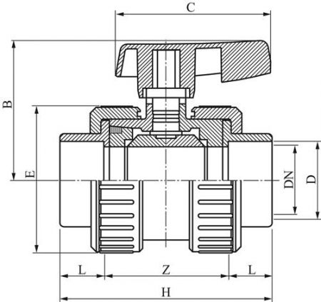 Kugelhähne mit Innengewinde PVC-U (Industrieausführung) PN 16, alle Größen